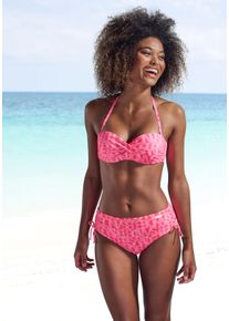 B&uuml;gel-Bandeau-Bikini-Top ELBSAND "Letra", Damen, Gr. 32, Cup A, orange (koralle), Recycling-Polyamid, bedruckt, Bikini-Oberteile B&uuml;gel-Bandeau-Bikini-Top, mit tollem Wording