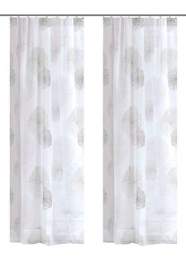 Vorhang Home Wohnideen "RAWLINS" Gr. 2, grau, B:140cm H:175cm, Voile, Polyester, Gardinen, Vorhang, 2er Pack Zugbandschal RAWLINS bedruckt