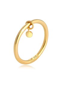 Silberring Elli "Ring Bandring Stapelring Rund Pl&auml;ttchen Basic 925 Ring" Gr. 56, gold, Fingerringe, Damen, 56, Silber 925 (Sterlingsilber), Silberring