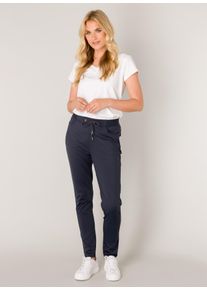 Stoffhose Base Level "Tiana", Damen, Gr. 38, L&auml;nge 30, blau (dunkelblau), Web, Obermaterial: 75% Polyamid, 25% Elasthan, unifarben, lang, Hosen Stoffhose, Sommerhose aus reiner Viskose
