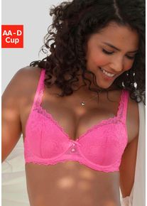 Push-up-BH Lascana, Damen, Gr. 85, Cup D, pink, Spitze, Obermaterial: 88% Polyamid, 6% Elasthan, 6% Polyester, BHs Push-up-BH, mit B&uuml;gel im angesagten High-Apex-Design, sexy Dessous