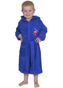 W&ouml;rner Kinderbademantel W&Ouml;RNER "Feuerwehr royalblau" Gr. 86, blau (royalblau), L:60cm, Frottier, Hausm&auml;ntel, Kinderbademantel, mit Stickerei, mit Tasche, maschinenwaschbar