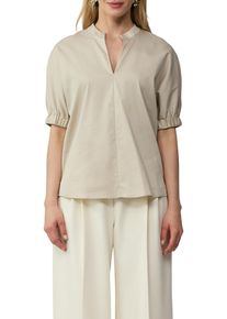 Kurzarmbluse s.Oliver BLACK LABEL, Damen, Gr. 36, beige (sand), Obermaterial: 71% Baumwolle, 25% Polyamid, 4% Elasthan, unifarben, regular fit taillenbedeckt, elastischer Bund, Blusen Kurzarmbluse, mit Tunika-Ausschnitt