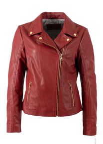 Lederjacke Mauritius "MWFylli", Damen, Gr. M, lipstick rot, Obermaterial: 100% Schafsleder. Futter: 100% Baumwolle. &Auml;rmelfutter: 100% Polyester, unifarben, regular fit h&uuml;ftlang, Jacken Lederjacke, mit Reverskragen