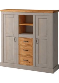 Highboard OTTO HOME "Selma", grau (grau, gebeizt), B:130cm H:130cm T:38cm, Sideboards, Highboard, Stauraumschrank, Breite 130 cm