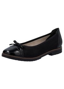 Ballerina Rieker, Damen, Gr. 36, schwarz, Lacklederimitat, Lederimitat, unifarben, Schuhe Ballerina, Loafer, Schlupfschuh, Flats, Slipper, Businessschuh mit Schleifchen