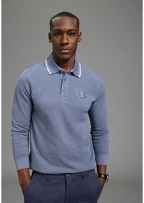 Langarm-Poloshirt DELMAO "Neue Kollektion", Herren, Gr. M (48/50), grau, Piqu&eacute;, Obermaterial: 100% Baumwolle, unifarben, angesetztes B&uuml;ndchen, Shirts Langarm-Poloshirt, schmale Passform, Langarm, unifarben, aus Piqu&eacute;-Material