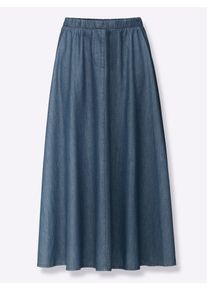 Jeansrock Casual Looks, Damen, Gr. 38, blau (blau, stone, washed), 100% Baumwolle, unifarben, wadenlang, R&ouml;cke Jeansrock
