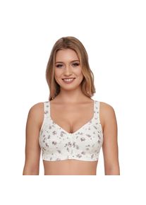 Entlastungs-BH SuSa "Prints", Damen, Gr. 110, Cup G, beige (champagner, bedruckt), Single Jersey, Obermaterial: 92% Baumwolle, 8% Elasthan, gemustert, bequem, BHs Entlastungs-BH, gen&auml;hte Cups, blickdicht, breite Tr&auml;ger, floraler Print, elastisch