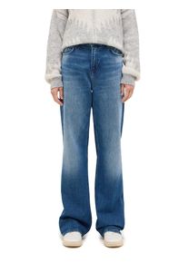 Weite Jeans Mustang "Damen Style Madison Wide", Damen, Gr. 30, L&auml;nge 30, blau (582 mittelbalu), Denim/Jeans, 73% Baumwolle, 26% Lyocell, 1% Elasthan, unifarben, weit, Jeans Weite Jeans