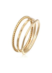 Ring-Set Elli Premium "Ring Stapelringe Stacking Bandring 3er Set 375 Gelbgold" Gr. 56, gold, Fingerringe, Damen, 56, Gelbgold 375, Ring-Set