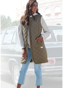 Longweste French Connection, Damen, Gr. L (44/46), dunkelgr&uuml;n, Obermaterial: 100% Polyester, unifarben, gerade wadenlang, Westen Longweste, mit weit geschnittene Schultern
