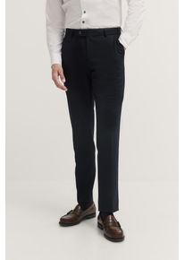 Anzughose Bugatti, Herren, Gr. 50, Normalgr&ouml;&szlig;en, blau (390, marine), 66% Polyester, 21% Viskose, 10% Polyamid, 3% Elasthan, unifarben, gerade, unten schmal, Hosen Anzughose, mit Stretch & B&uuml;gelfalte