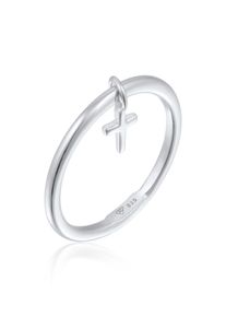 Silberring Elli "Ring Bandring Stapelring Kreuz 925 Ring vergoldet" Gr. 54, silber, Fingerringe, Damen, 54, Silber 925 (Sterlingsilber), Silberring
