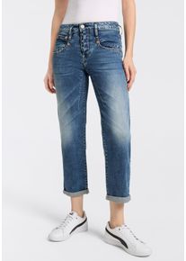 Boyfriend-Jeans Herrlicher "Shyra Tap Denim", Damen, Gr. 31, N-Gr, blau (blau jay), Denim/Jeans, Obermaterial: 98% Baumwolle, 2% Elasthan, 7/8-L&auml;nge, Jeans Boyfriend-Jeans, mit halbverdeckter Knopfleiste