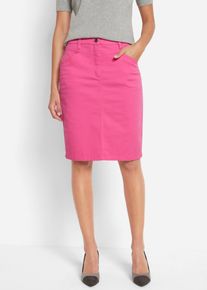 Jeansrock bonprix "Jeansrock, Stretch", Damen, Gr. 52, rosa (flamingopink), Denim/Jeans, Obermaterial: 97% Baumwolle, 3% Elasthan, unifarben, k&ouml;rpernah kniefrei, R&ouml;cke Jeansrock, aus elastischem Material, k&ouml;rpernahe Passform, unifarben