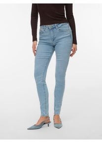 V&eacute;ro Moda Skinny-fit-Jeans VERO MODA "VMPOLLY MR SKINNY JEANS RA3056 NOOS", Damen, Gr. XS (34), L&auml;nge 32, blau (light blau denim), Denim/Jeans, Obermaterial: 98% Baumwolle, 2% Elasthan, unifarben, skinny fit lang, Jeans Skinny-fit-Jeans, Baumwollmischung, skinny fit, regular waist