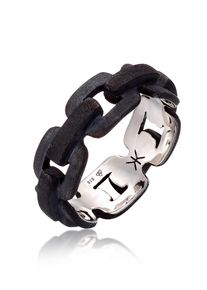 Silberring Kuzzoi "Ring Herren Anker Kettenring Trend 925 Silber" Gr. 62, schwarz, Fingerringe, Damen, 62, Silber 925 (Sterlingsilber), Silberring