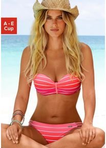 B&uuml;gel-Bandeau-Bikini Venice Beach, Damen, Gr. 40, Cup B, pink (pink, gestreift), Polyamid, Querstreifen, gestreift, Bikini-Sets B&uuml;gel-Bandeau-Bikini, im trendigen Streifen-Look