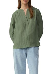 Shirtbluse s.Oliver, Damen, Gr. 42, gr&uuml;n (shadow khaki), Web, Obermaterial: 81% Viskose, 19% Polyamid, unifarben, bequem h&uuml;ftbedeckend, V-Ausschnitt, Blusen Shirtbluse, mit 3/4-&Auml;rmeln und im Tunika-Look