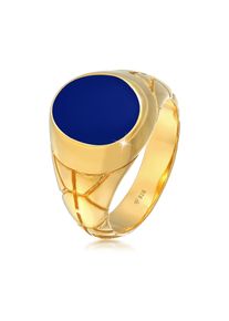 Siegelring Kuzzoi "Ring Basic Herren Siegelring Oval Emaille 925er Silber" Gr. 66, gold, Fingerringe, Herren, 66, ohne Stein, Silber 925 (Sterlingsilber), 11mm, Siegelring