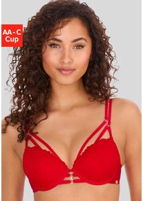 Push-up-BH JETTE, Damen, Gr. 75, Cup B, rot, Spitze, Obermaterial: 60% Polyamid, 35% Polyester, 5% Elasthan, BHs Push-up-BH, mit B&uuml;gel und aufregenden Ring- und B&auml;nderdetails, sexy Dessous