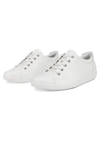 Sneaker Ecco "Soft 2.0", Damen, Gr. 42, silber (wei&szlig;, silberfarben), Leder, Schuhe Sneaker, Freizeitschuh, Halbschuh, Schn&uuml;rschuh mit Retro-Shilouette