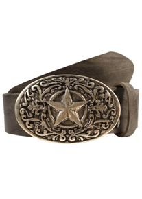 Lederg&uuml;rtel RETTUNGSRING G&Uuml;RTEL, Damen, Gr. 90, grau, Leder, unifarben, G&uuml;rtel Lederg&uuml;rtel, mit austauschbarer Schlie&szlig;e &raquo;Stern Schn&ouml;rkel