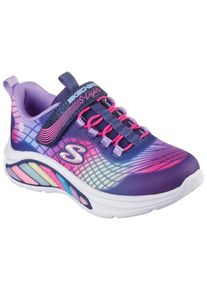 Sneaker Skechers "RAINBOW CRUISERS", M&auml;dchen, Gr. 33, blau (navy, lila), Lederimitat, Textil, kontrastfarbene Details, Schuhe Sneaker, Kinderschuh mit Farbverlauf, Gr&ouml;&szlig;enschablone zum Download