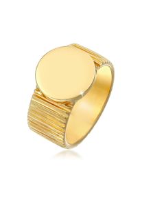 Siegelring Elli Premium "Ring Bandring Siegelring Relief Struktur 925 Silber" Gr. 56, gold, Fingerringe, Damen, 56, ohne Stein, Silber 925 (Sterlingsilber), 12mm, Siegelring