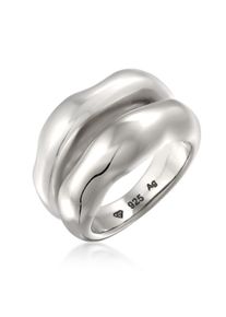 Silberring Elli Premium "Ring Bandring Bicolor Organic Look 925 Sterling Silber vergoldet" Gr. 58, silber, Fingerringe, Damen, 58, Silber 925 (Sterlingsilber), Silberring