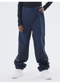 Regenhose name it "NKNALFA PANT SOLID NOOS", Jungen, Gr. 116, N-Gr, blau (schwarz sapphire), Softshell, Obermaterial: 96% Polyester, 4% Elasthan, unifarben, regular fit normal, Hosen Regenhose