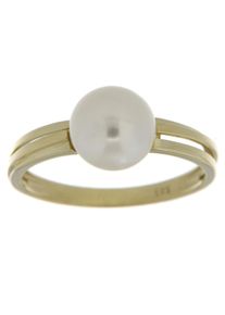 Goldring Firetti "Schmuck Geschenk Gold 333 Teilweise mehrreihig, massiv" Gr. 19, gold (gelbgoldfarben, wei&szlig;), Fingerringe, Damen, 19, Gelbgold 333 Perlen, Gelbgold 333, Perlen, Goldring, mit S&uuml;&szlig;wasserzuchtperle