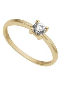 Goldring Firetti "Schmuck Geschenk Gold 333 Vorsteckring, Verlobungsring" Gr. 19, gold (gelbgoldfarben, kristallwei&szlig;), Fingerringe, Damen, 19, Gelbgold 333, 2mm, Goldring, mit Zirkonia (synth.)