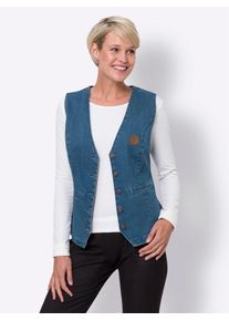 Jeansweste Classic Basics, Damen, Gr. 46, blau (blau, bleached), 81% Baumwolle, 17% Polyester, 2% Elasthan, unifarben, Westen Jeansweste
