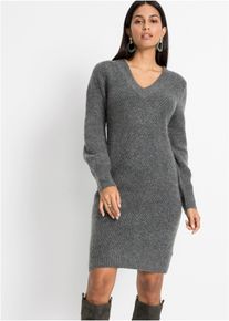 Strickkleid bonprix "Strickkleid", Damen, Gr. 32/34 (XS), N-Gr, grau (anthrazit meliert), R&uuml;cken: 67% Polyacryl, 30% Polyester, 3% Elasthan. Vorderteil: 67% Polyacryl, 30% Polyester, 3% Elasthan. &Auml;rmel: 67% Polyacryl, 30% Polyester, 3% Elasthan, loose fit, Kleider Strickkleid, f&uuml;r besondere Anl&auml;sse, elastisches Material, Loose Fit