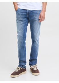 Jack & Jones Slim-fit-Jeans JACK & JONES "JJIGLENN JJCOLE AM 48X 50SPS", Herren, Gr. 36, L&auml;nge 34, blau (light blau denim), Denim/Jeans, Obermaterial: 85% Baumwolle, 13% Polyester, 2% Elasthan, Abriebeffekte, slim fit kn&ouml;chellang, Jeans Slim-fit-Jeans