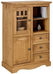 Highboard OTTO HOME "Melissa", beige (natur gebeizt, gewachst), B:80cm H:120cm T:45cm, Sideboards, Highboard, Vitrine, Breite 80 cm