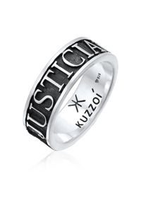 Silberring Kuzzoi "Ring Herren Bandring Schriftzug 925 Silber" Gr. 60, grau, Fingerringe, Damen, 60, Silber 925 (Sterlingsilber), Silberring