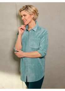 Longbluse Classic Basics, Damen, Gr. 40, gr&uuml;n (salbei), 82% Polyester, 15% Polyamid, 3% Elasthan, unifarben, Blusen Longbluse