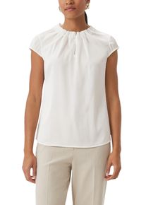 Satinbluse comma, Damen, Gr. 34, wei&szlig;, Satin, Obermaterial: 95% Polyester, 5% Elasthan, unifarben, regular fit normal, Rundhals, elastischer Bund, Blusen Satinbluse, mit Raffung am Hals, Topseller