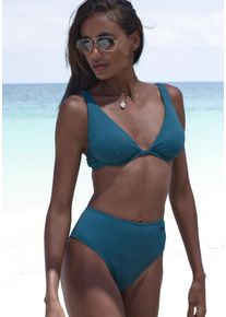 B&uuml;gel-Bikini ELBSAND, Damen, Gr. 38, Cup C, blau (petrol), Recycling-Polyamid, strukturiert, unifarben, Bikini-Sets B&uuml;gel-Bikini, aus trendiger Rippware