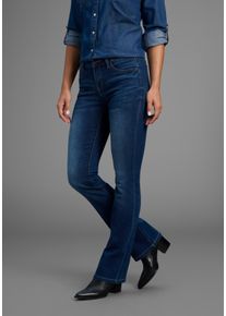 Bootcut-Jeans Arizona "Ultra-Stretch", Damen, Gr. 23, K + L Gr, blau (dunkelblau use), Denim/Jeans, Obermaterial: 74% Baumwolle, 24% Polyester, 2% Elasthan, Basic, extraeng lang, Jeans Bootcut-Jeans, normale Passform, Baby-Bootcut, Used-Look-Waschung, Topseller