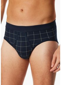 Slip Schiesser "Fine Interlock", Herren, Gr. 8, blau (804, blau), Interlock, Obermaterial: 95% Baumwolle, 5% Elasthan, k&ouml;rpernah, Unterhosen Slip, mit Eingriff, kariert