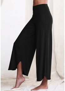 Culotte Lascana, Damen, Gr. 48/50, N-Gr, blau (schwarz), Obermaterial: 93% Polyester, 7% Elasthan, unifarben, Basic, Hosen Culotte, mit gerundetem Beinsaum in weich flie&szlig;ender Qualit&auml;t, Topseller