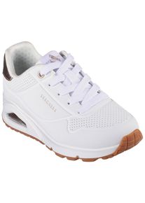 Sneaker Skechers "ESS - STREET GIRLS", M&auml;dchen, Gr. 33, wei&szlig;, Lederimitat, Schuhe Sneaker, Freizeitschuh mit gepolster.Schaftrand, Gr&ouml;&szlig;enschablone zum Download