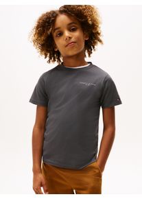T-Shirt Tommy Hilfiger "MINI CORP T-SHIRT", M&auml;dchen, Gr. 14 (164), schwarz (washed schwarz), Single Jersey, Obermaterial: 100% Baumwolle, unifarben, regular fit normal, Rundhals, eingesetzt gerader Abschluss, Shirts T-Shirt, Kinder bis 16 Jahre
