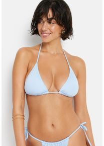 Triangel-Bikini-Top LSCN BY LASCANA "Nele", Damen, Gr. 42, Cup C/D, blau (hellblau), Polyamid, leicht gl&auml;nzend, unifarben, Bikini-Oberteile Triangel-Bikini-Top, mit gl&auml;nzender Beschichtung