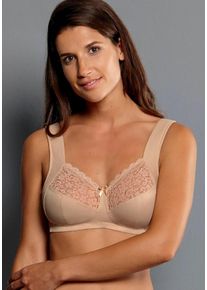 Entlastungs-BH ANITA SINCE 1886 "Havanna", Damen, Gr. 100, Cup D, beige (desert), Stoff, Obermaterial: 86% Polyamid, 14% Elasthan, matt, unifarben, klassisch, BHs Entlastungs-BH, Komforttr&auml;ger, mit Spitze, Zierschleife, breite Tr&auml;ger, ohne B&uuml;gel