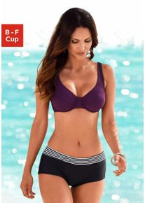 B&uuml;gel-Bikini s.Oliver, Damen, Gr. 44, Cup C, bunt (schwarz, bordeaux), Polyamid, gestreift, unifarben, Bikini-Sets B&uuml;gel-Bikini, im Farbmix